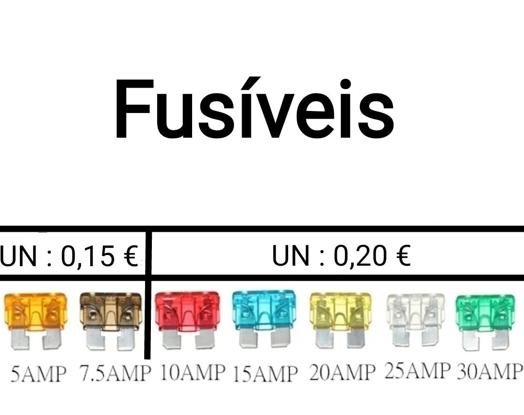 Fusíveis Auto desde 0,15€-Pack 5 Fusíveis 0,80€-Pack 7 Fusíveis 1,00€