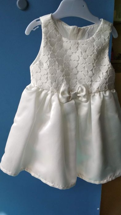 Śliczna biało-kremowa sukienka do chrztu 68 +gratisy