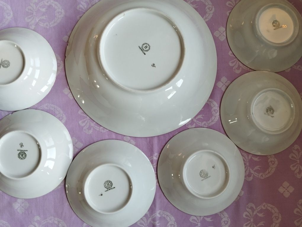 Komplet lata 80/90-te półmisek + 6 salaterek , Porcelana Bogucice.