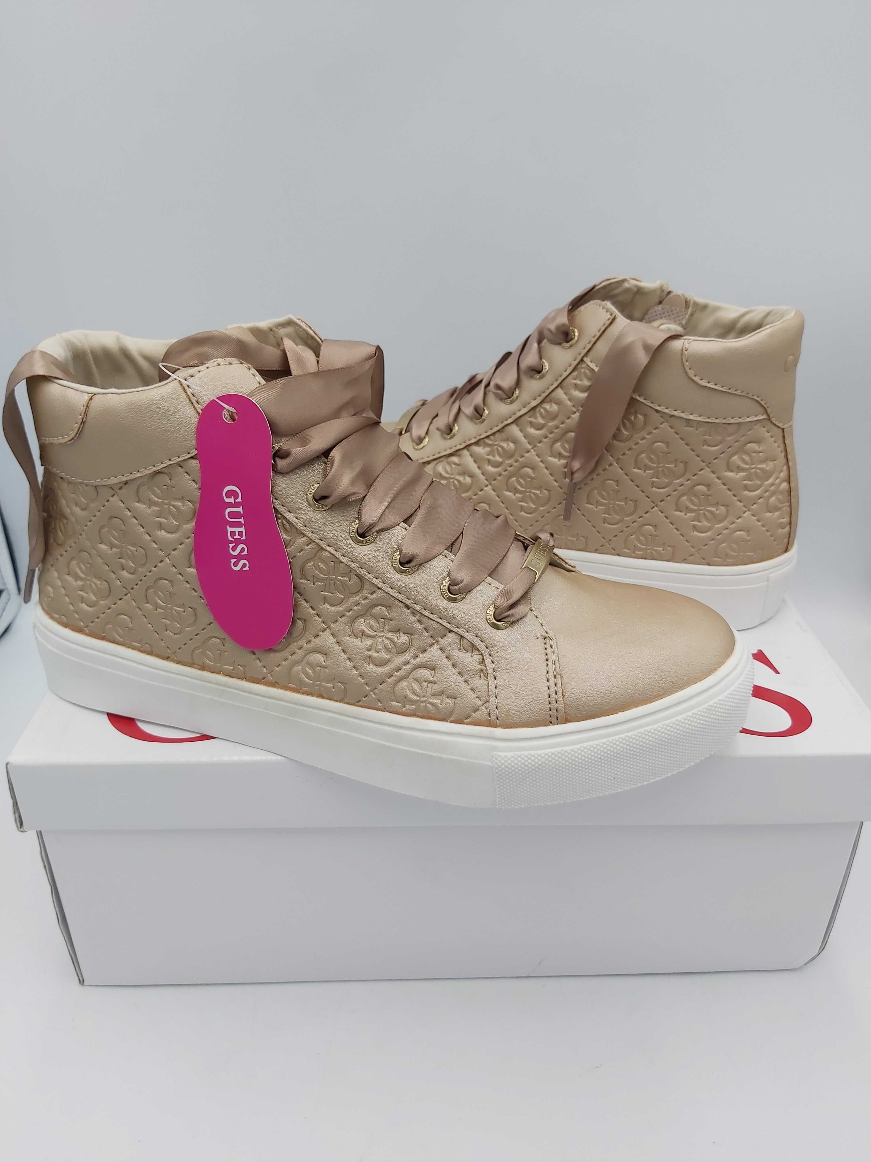 NOWE sneakersy GUESS botki perłowe brazowe rozmiar 39