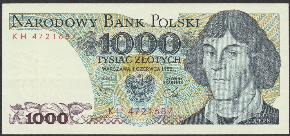 Polska 1000 złotych 1982 - KH - Kopernik - stan bankowy UNC