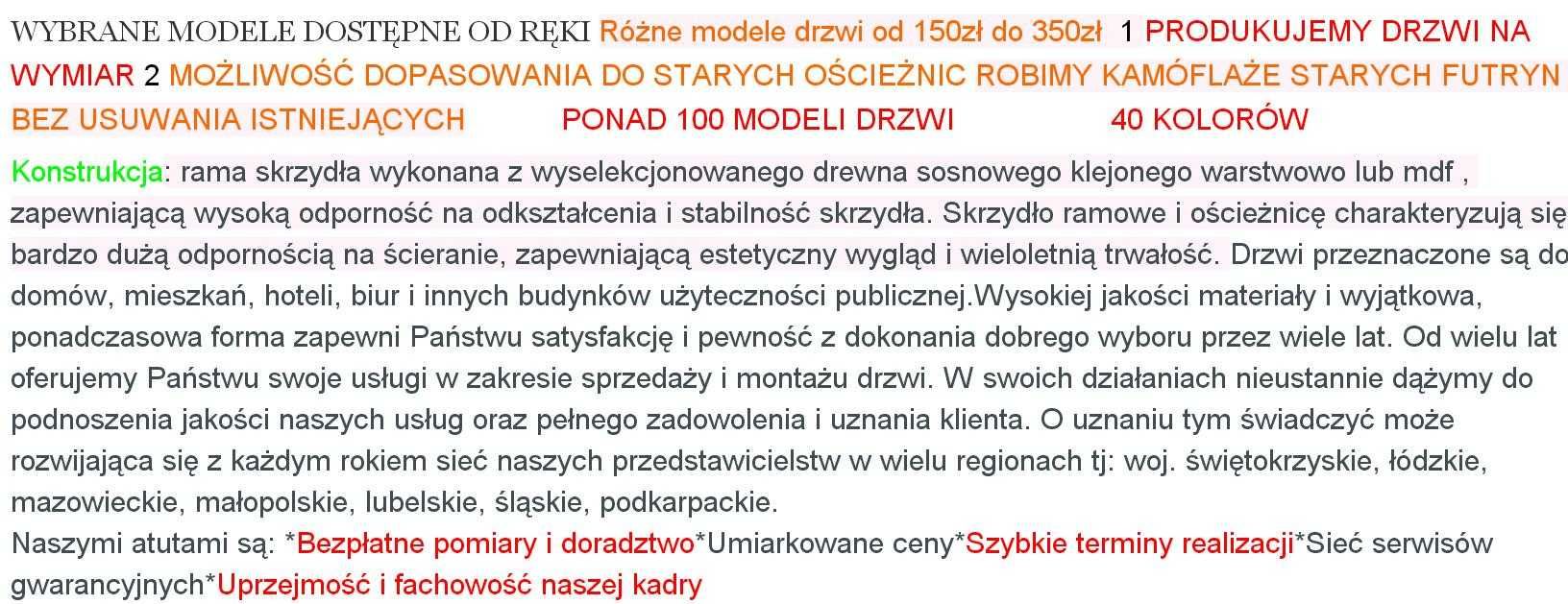 DRZWI 380 wewnętrzne pokojowe wiele modeli kamuflaże starych ościeżnic