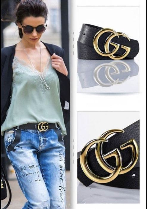 Pasek GG Gucci stebro albo zloto