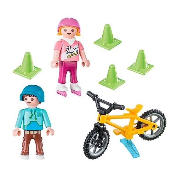 Playmobil crianças bicicleta e patins NOVO