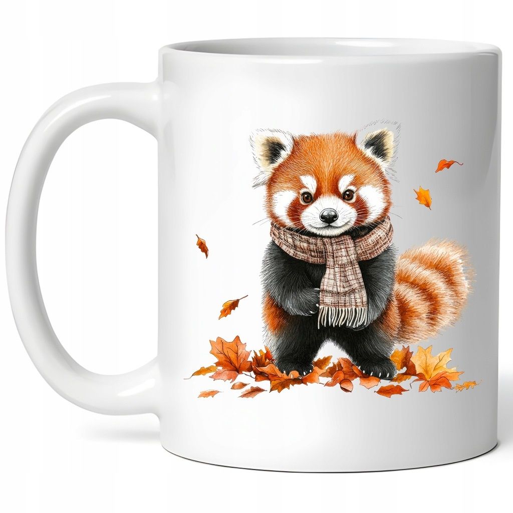kubek słodka pandka ruda panda mała jesienne klimaty ceramika 330ml