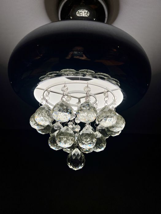 Lampa wisząca sufitowa żyrandol glamour kryształy srebrna