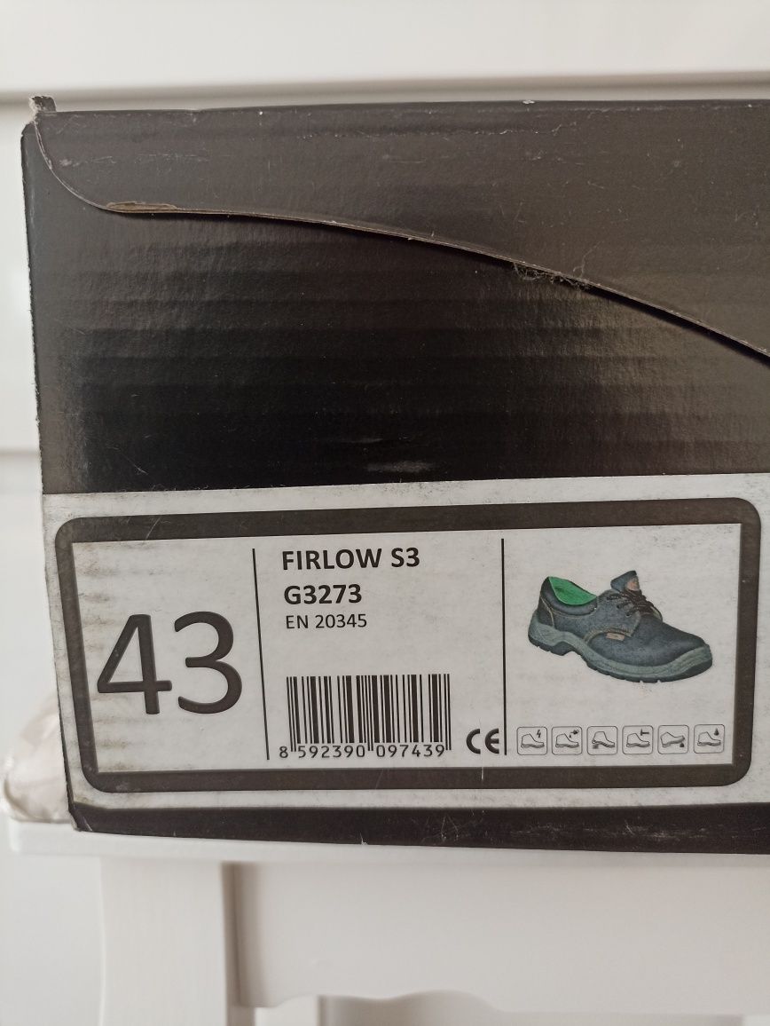 Buty robocze, półbuty, trzewiki  ochronne pełnoskórzane 43