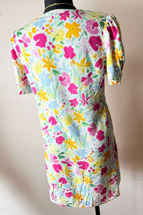 TU kolorowa letnia sukienka w kwiaty 100% wiskoza r. XXL 44 plus size