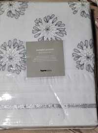 Pościel ekskluzywna biała w srebrne wzory kwiatowe,200x220,2 poszewki
