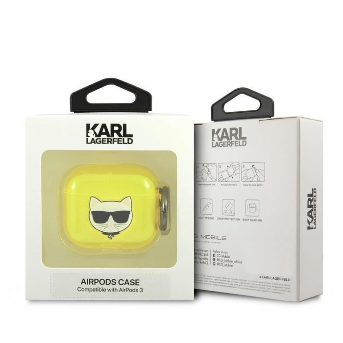 Etui Karl Lagerfeld Choupette na AirPods 3 - żółte