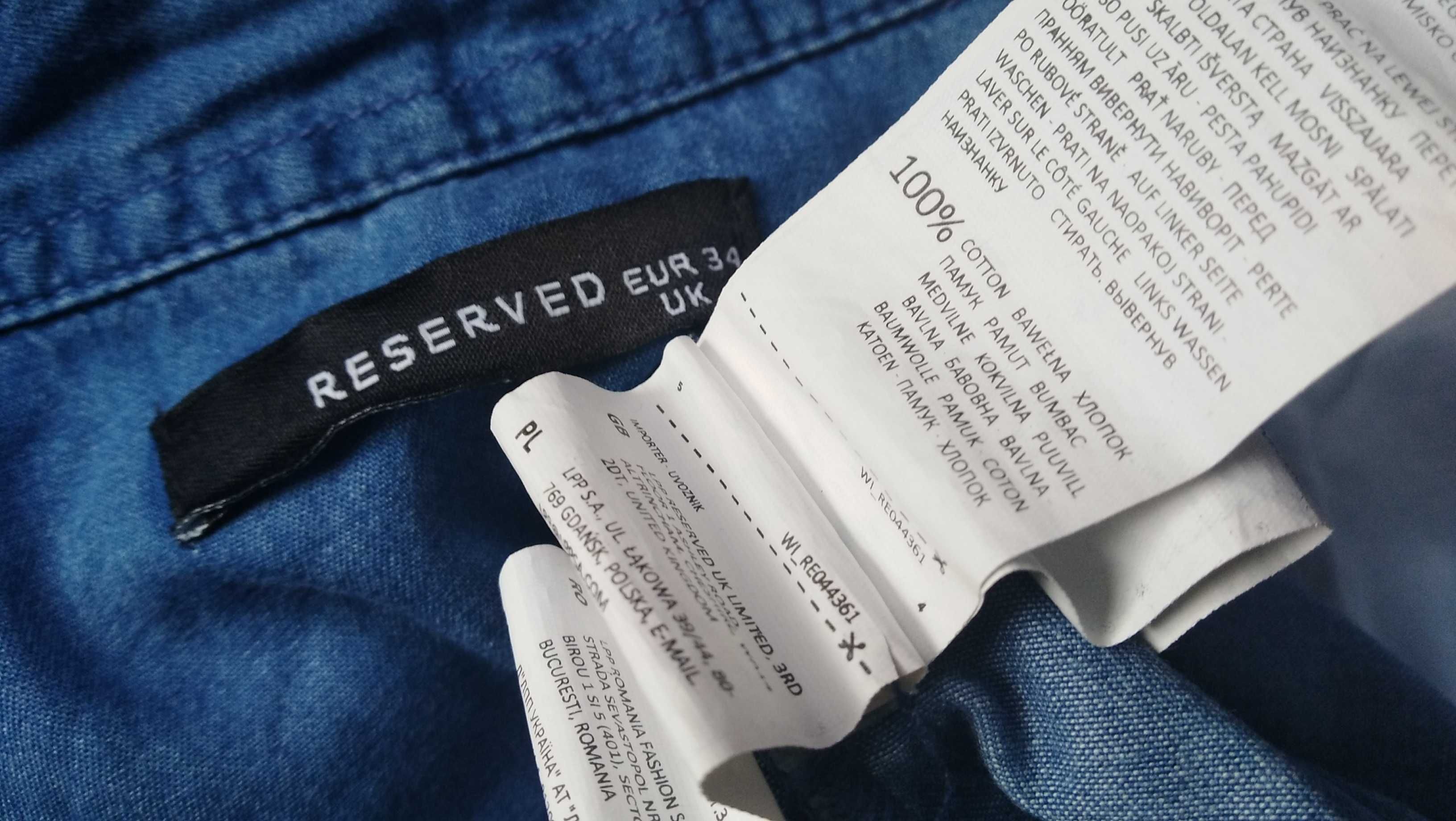 RESERVED cienka sukienka jeans boho PASEK kieszenie r.34  XS