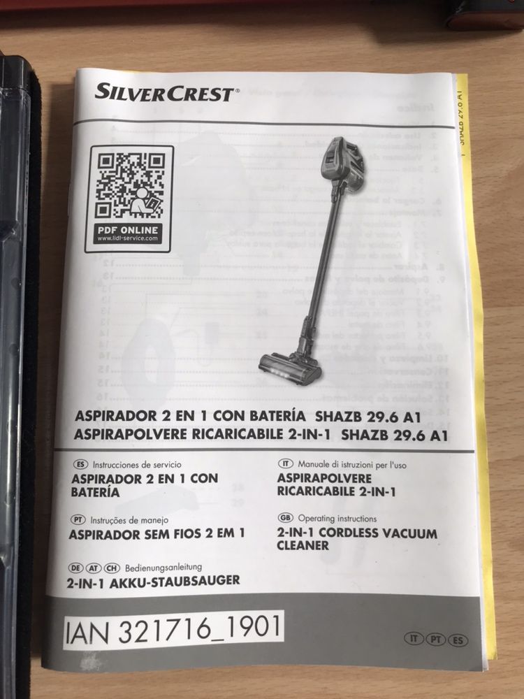 Peças de aspirador sem fios SilverCrest LIDL SHAZB 29.6 A1 (NOVO)