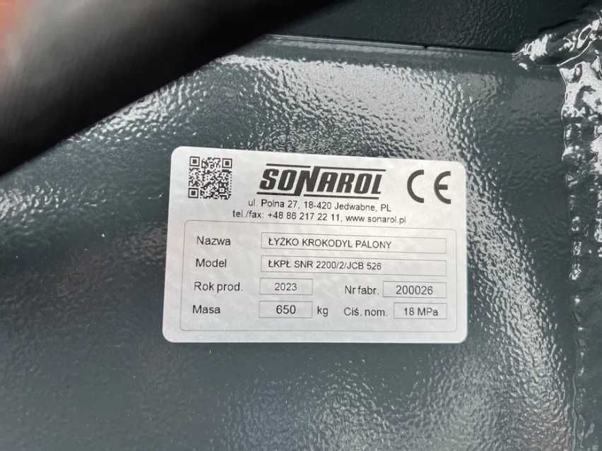 Łyżko-krokodyl Sonarol do 2,2m OD RĘKI JCB 526 s, ząb palony