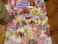 Ogromny zestaw Barbie lalki Barbie meble dzieci zwierzęta ubranka