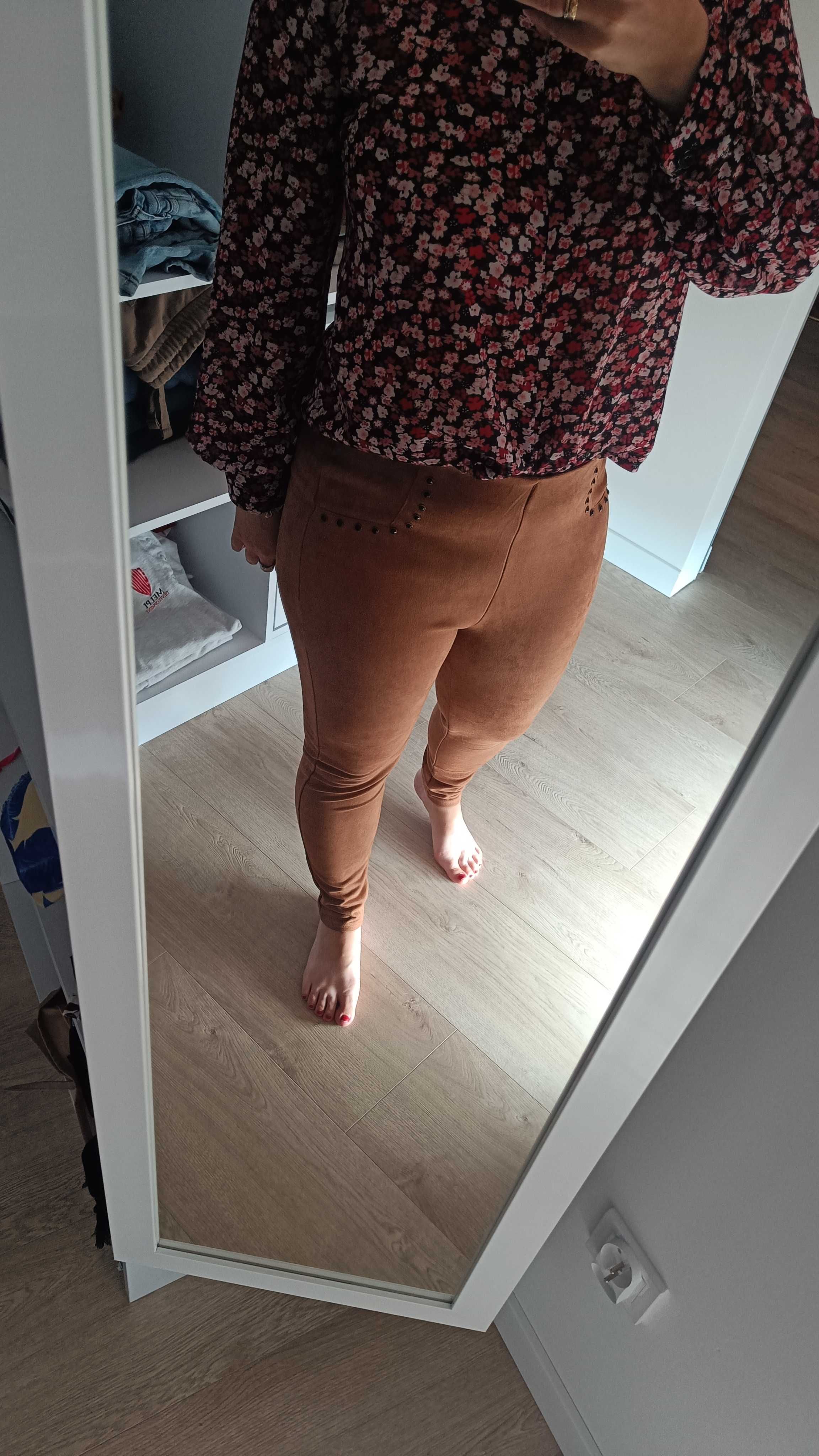 Nowe karmelowe spodnie, spodnie z wysokim stanem