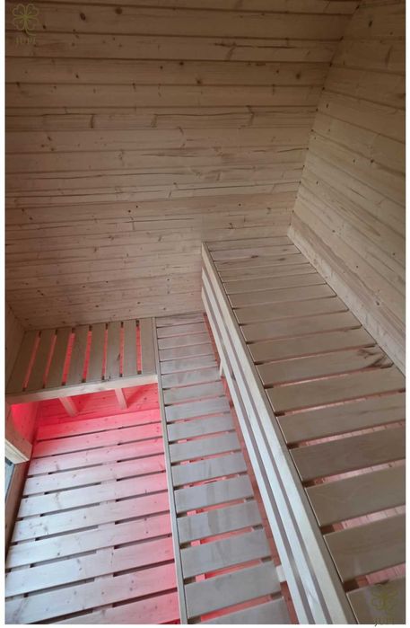 Sauna ogrodowa beczka QUADRO z piecem i oświetleniem