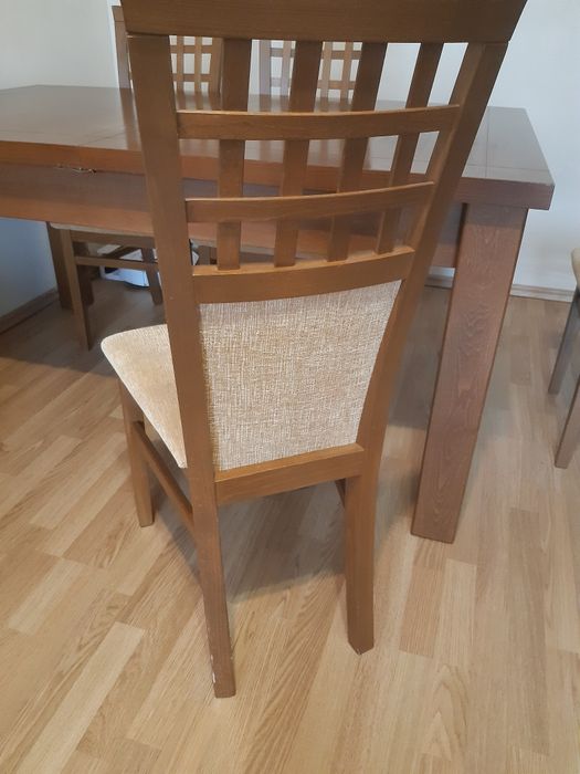 Stół 160x100 rozkładany z krzesłami masywny ciężki