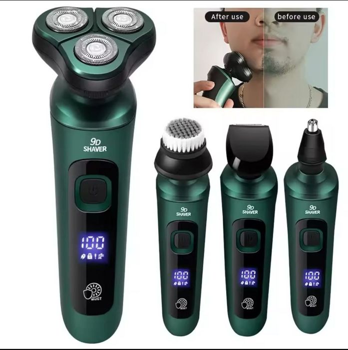 Бритва триммер  9D Shaver 4 в 1 для стрижки волос и бороды с LCD экран