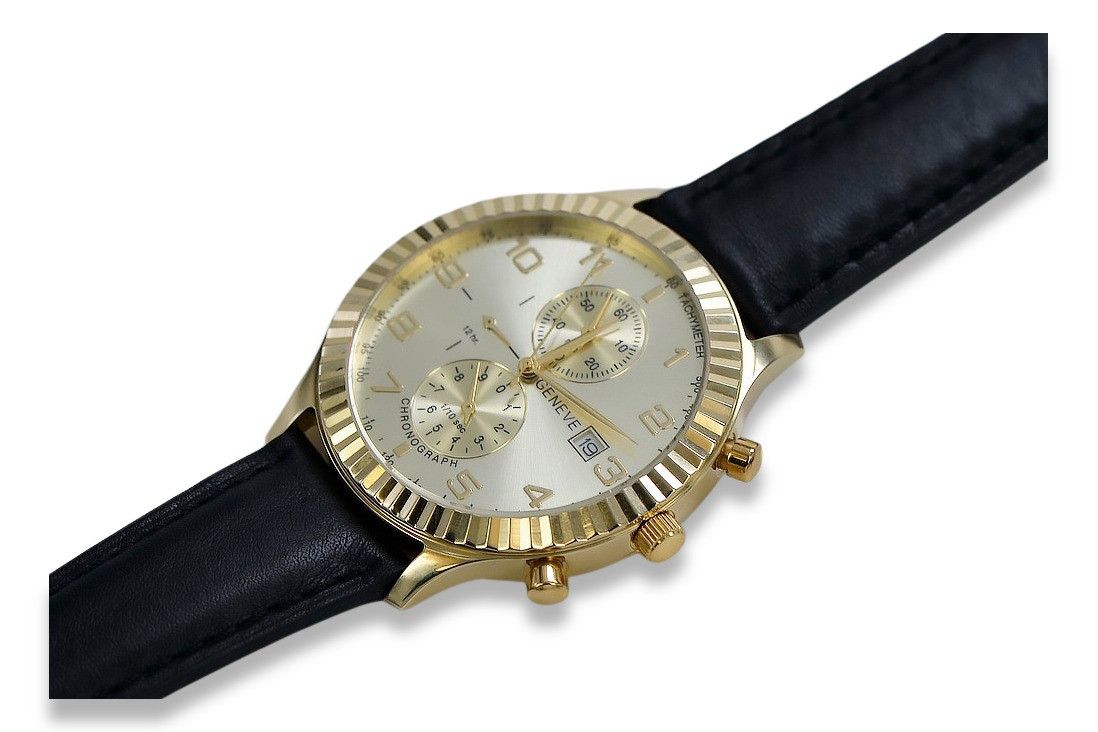 Złoty zegarek męski 14k 585 z żółtego złota Geneve mw007y Poznań