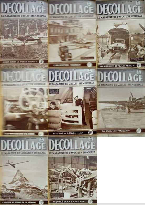 34 números da revista francesa de aviação "DECOLLAGE" (1946-48)