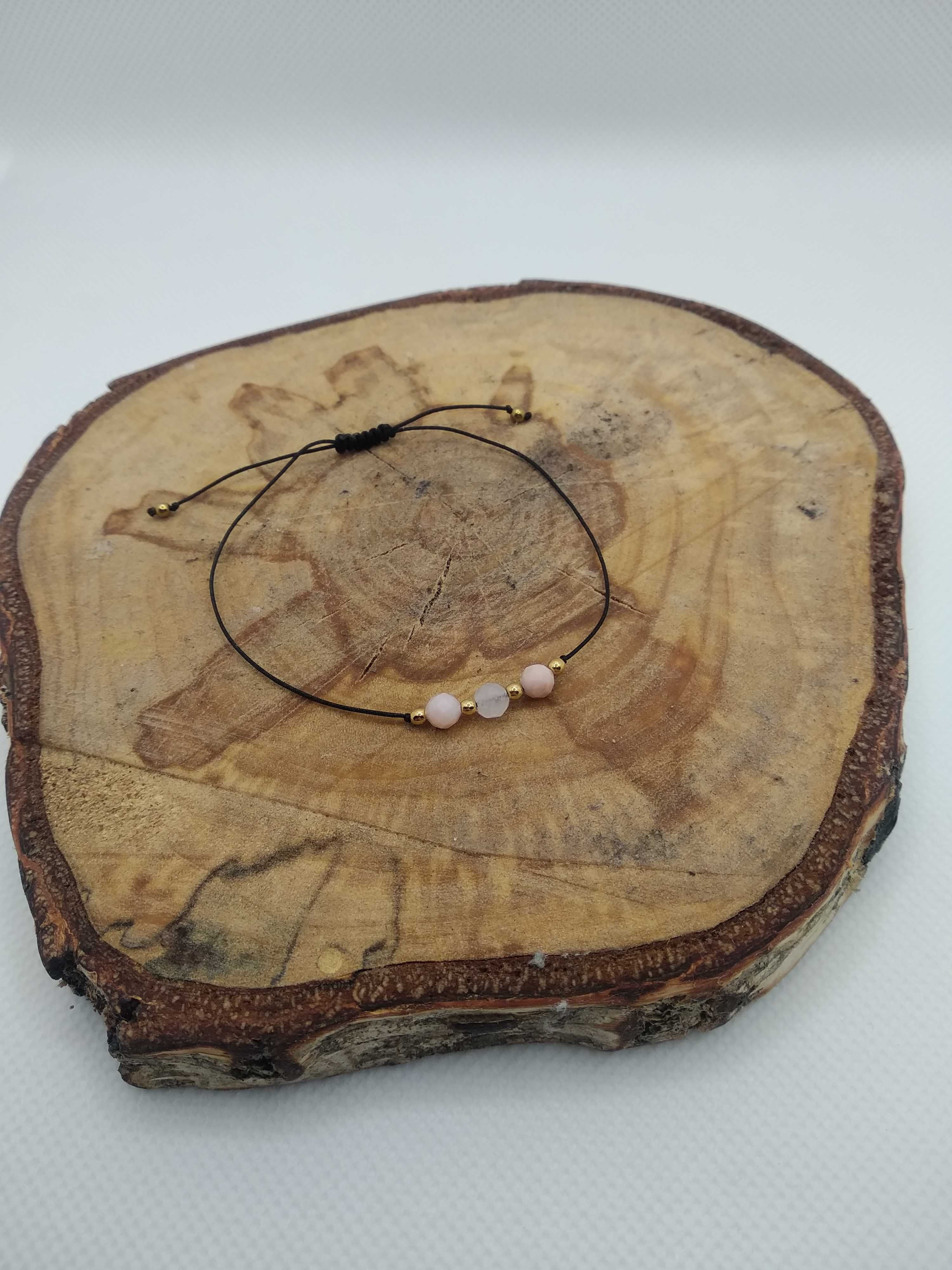 Nowa bransoletka z kamieni naturalnych - opal, różowy kwarc