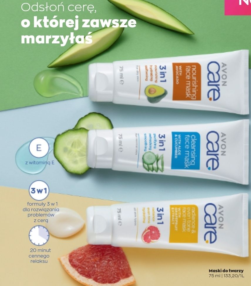 Avon Care maska 3w1 z grejpfrutem maseczka do twarzy na przebarwienia