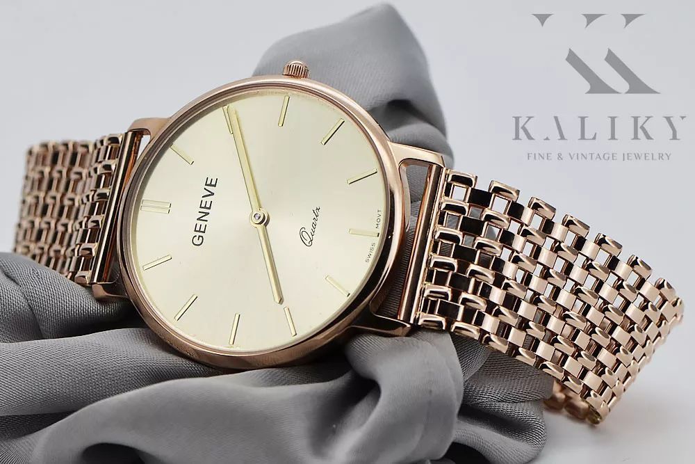 Męski zegarek z czerwonego różowego złota 14k 585 Geneve Gdańsk