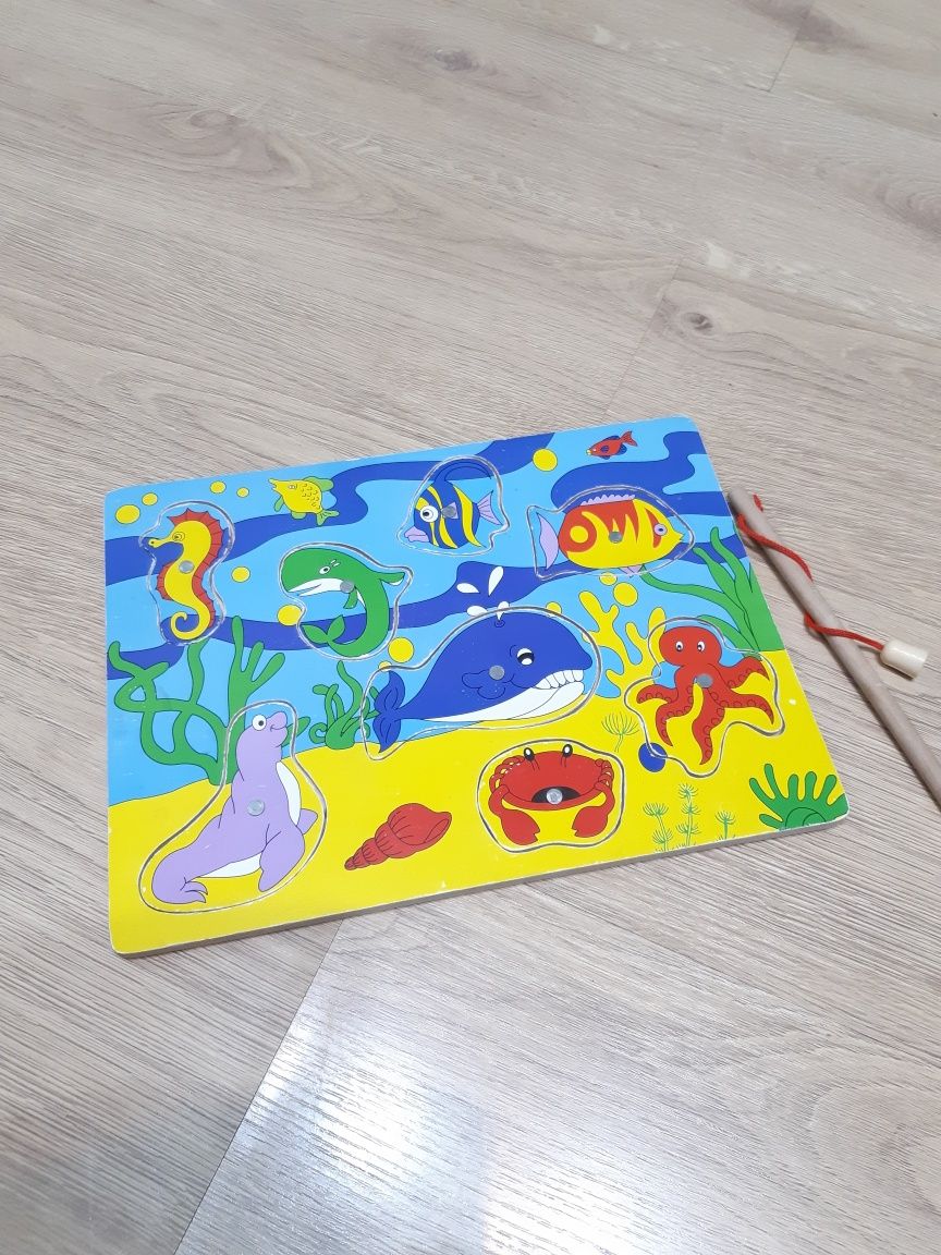 Drewniana zabawka wędkarz elefun toys łowienie ryb
