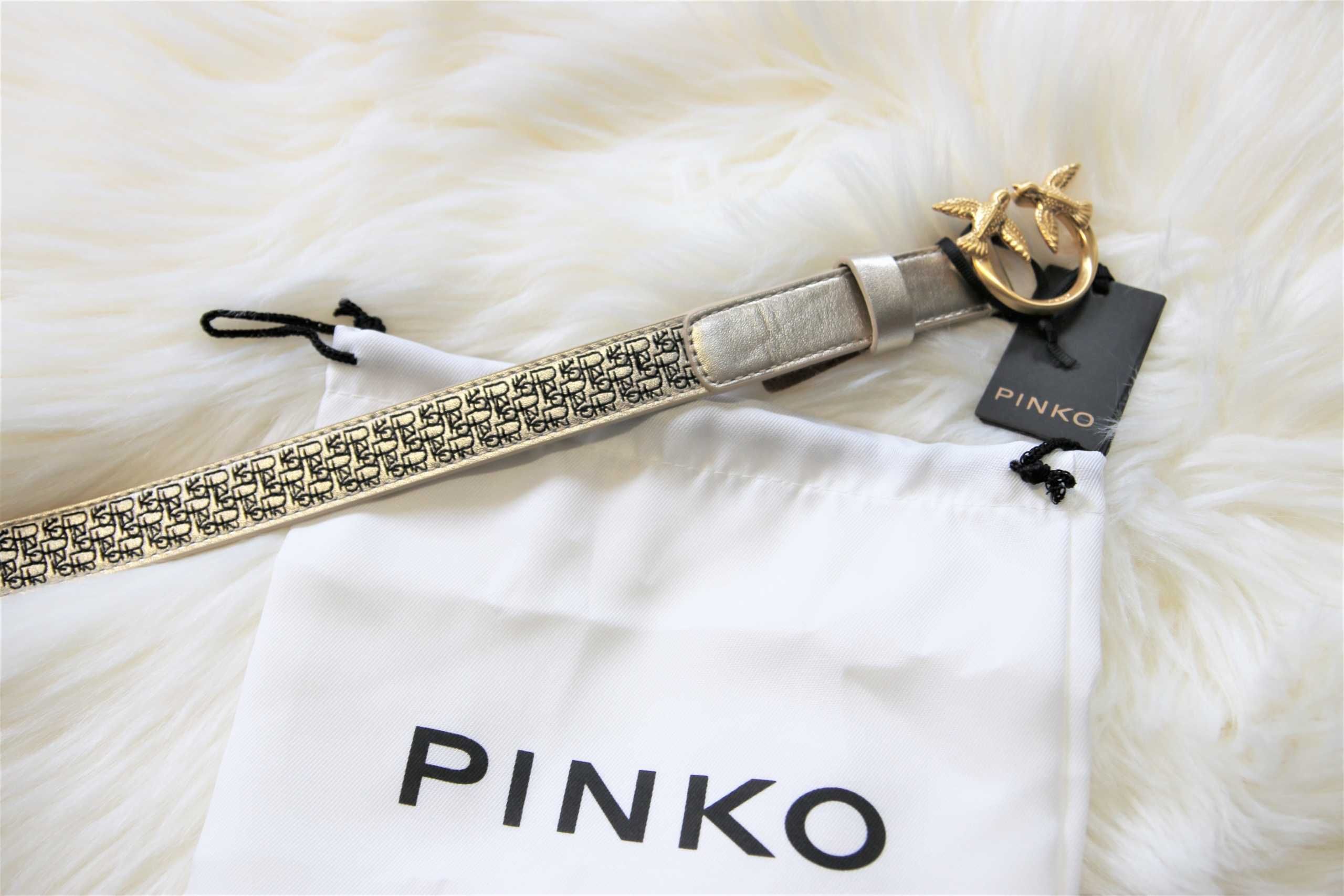 Pasek Pinko monogram S gold love berry simply belt