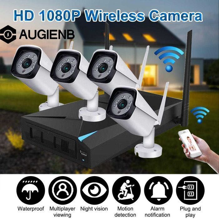 Kit Video Vigilância WIFI Profissional 4 Cameras Sem fio 1080P NOVO