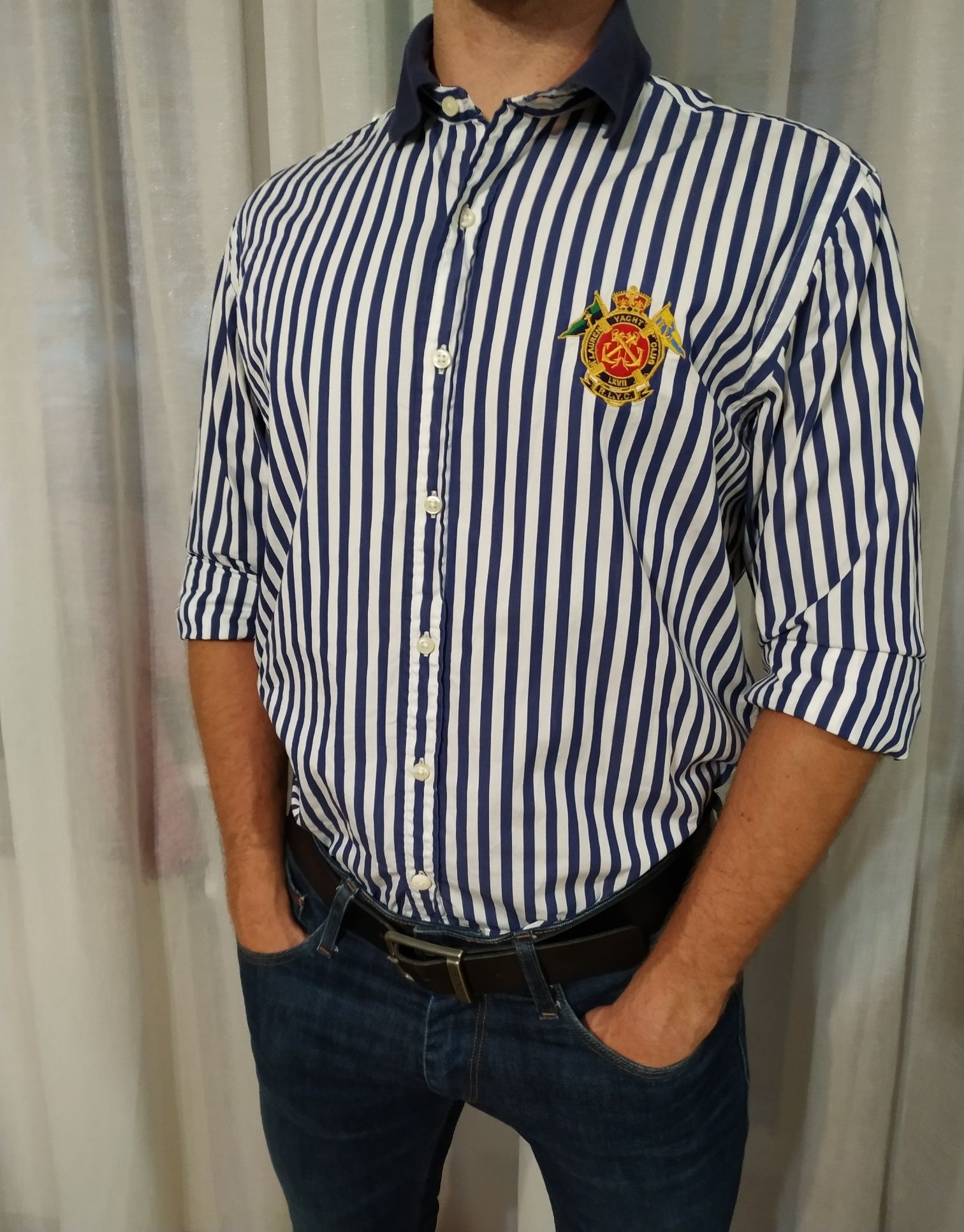 Koszula męska Ralph Lauren, polo, L, paski, długi rękaw