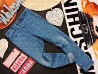 Sinsay - denimowe rurki jeans groszki r 128