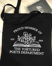 Torba tote bag czarna Taylor Swift tortured poets department ttpd