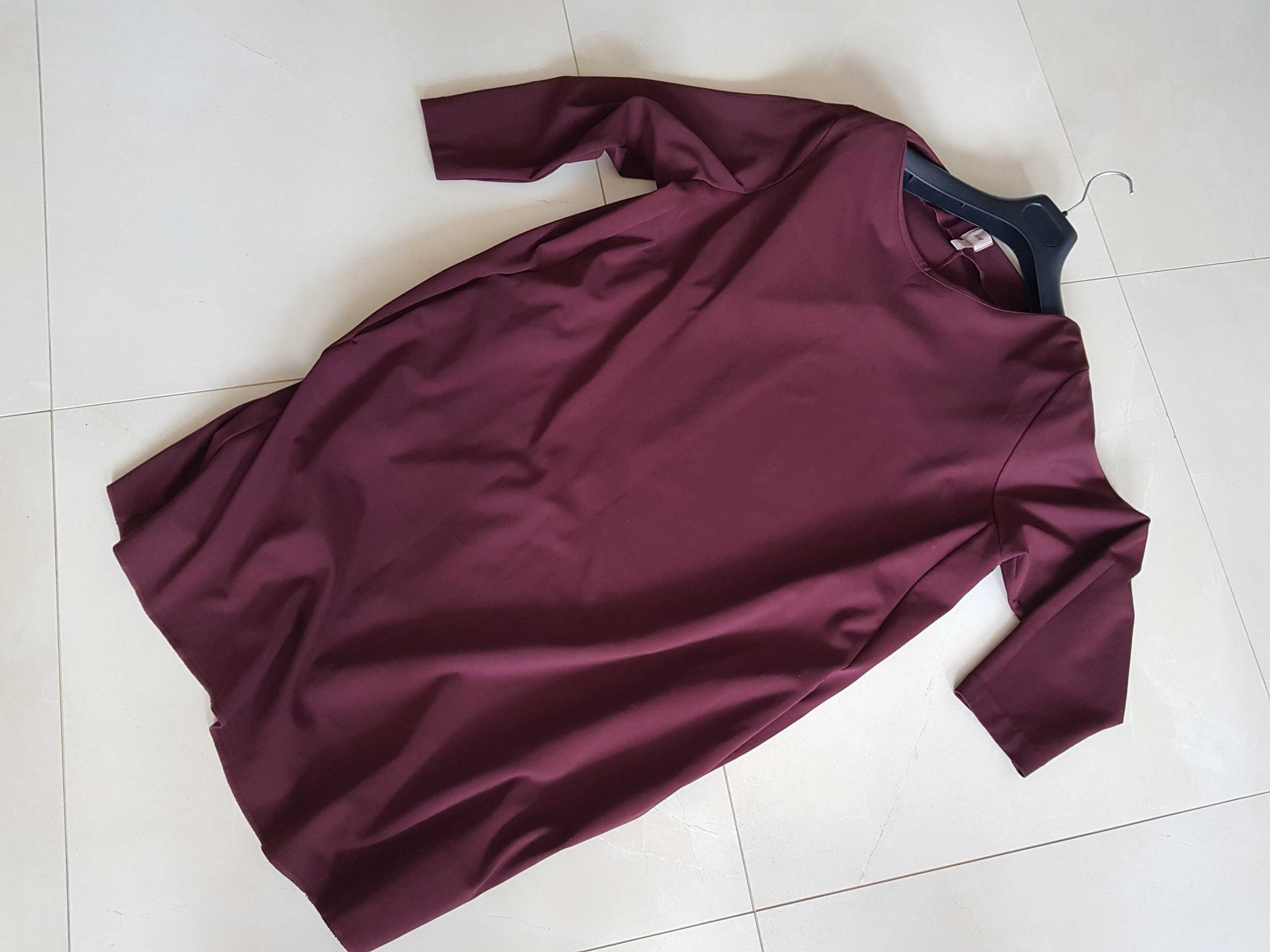 Burgundowa sukienka H&M oversize rozm. 46-54 – stan idealny