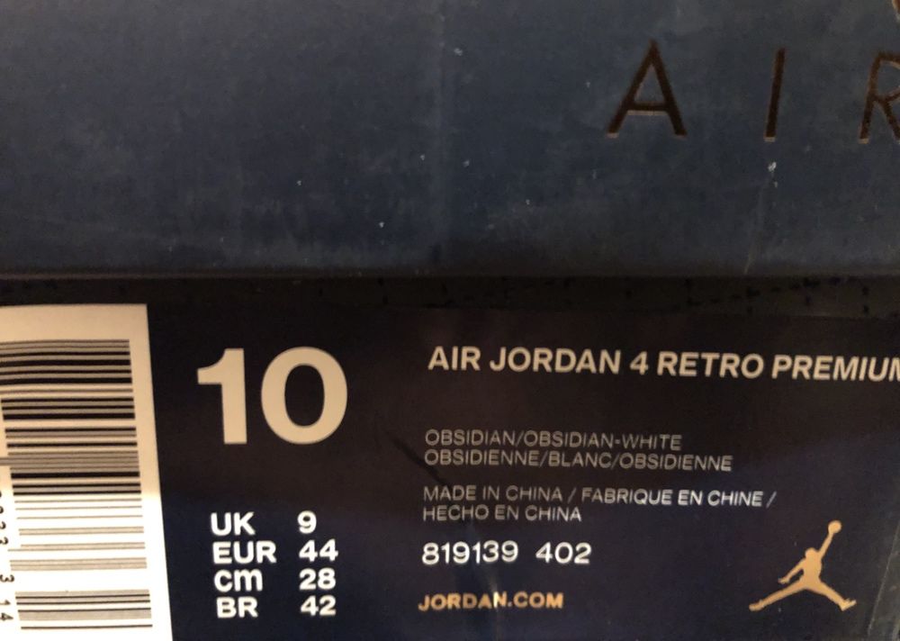 Air Jordan 4 Obsidian Premium EU44 US10 Nike