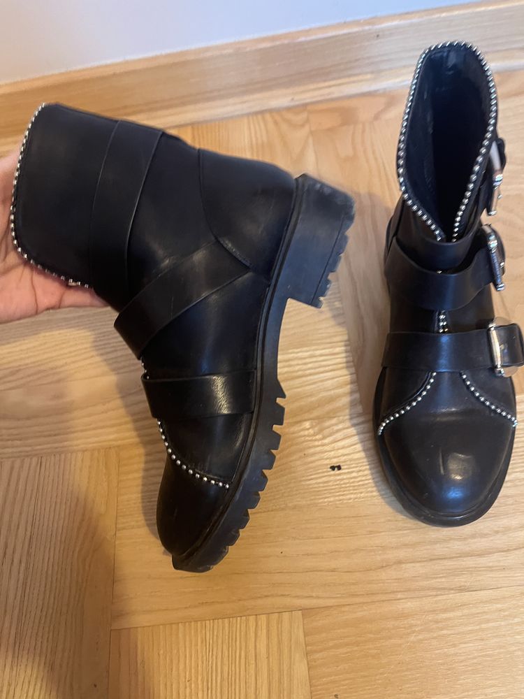 Czarne botki buty motocyklowe reserved 36 wysokie czarne