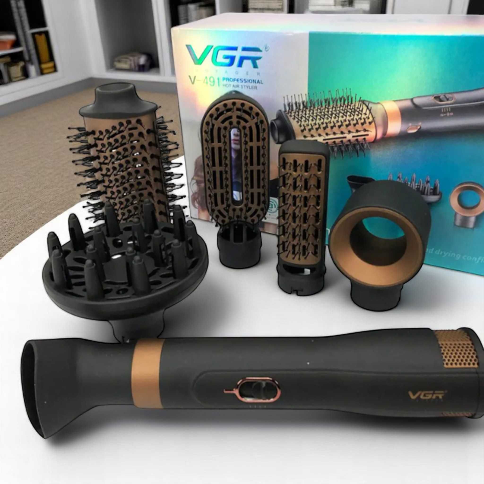 Фен-стайлер для волос VGR V-491Black 1200 Вт 6 насадок  ионизация
