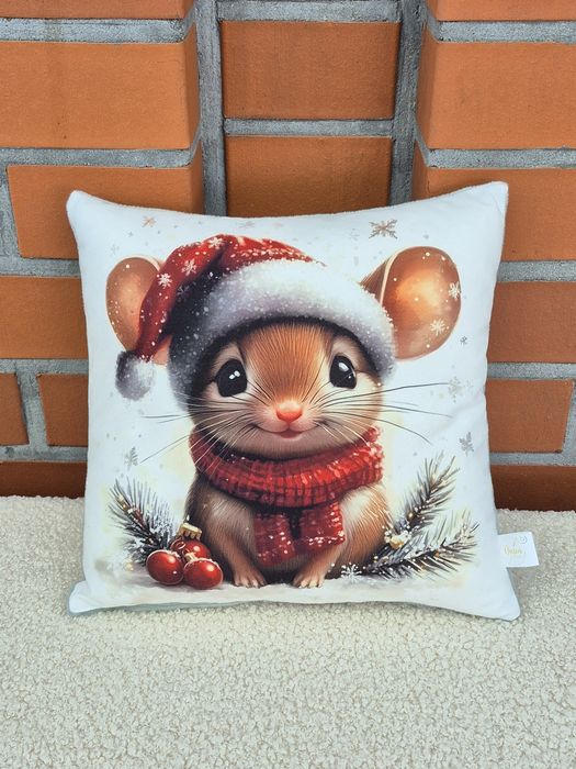 Poduszka z myszką 28x28cm mysz prezent święta