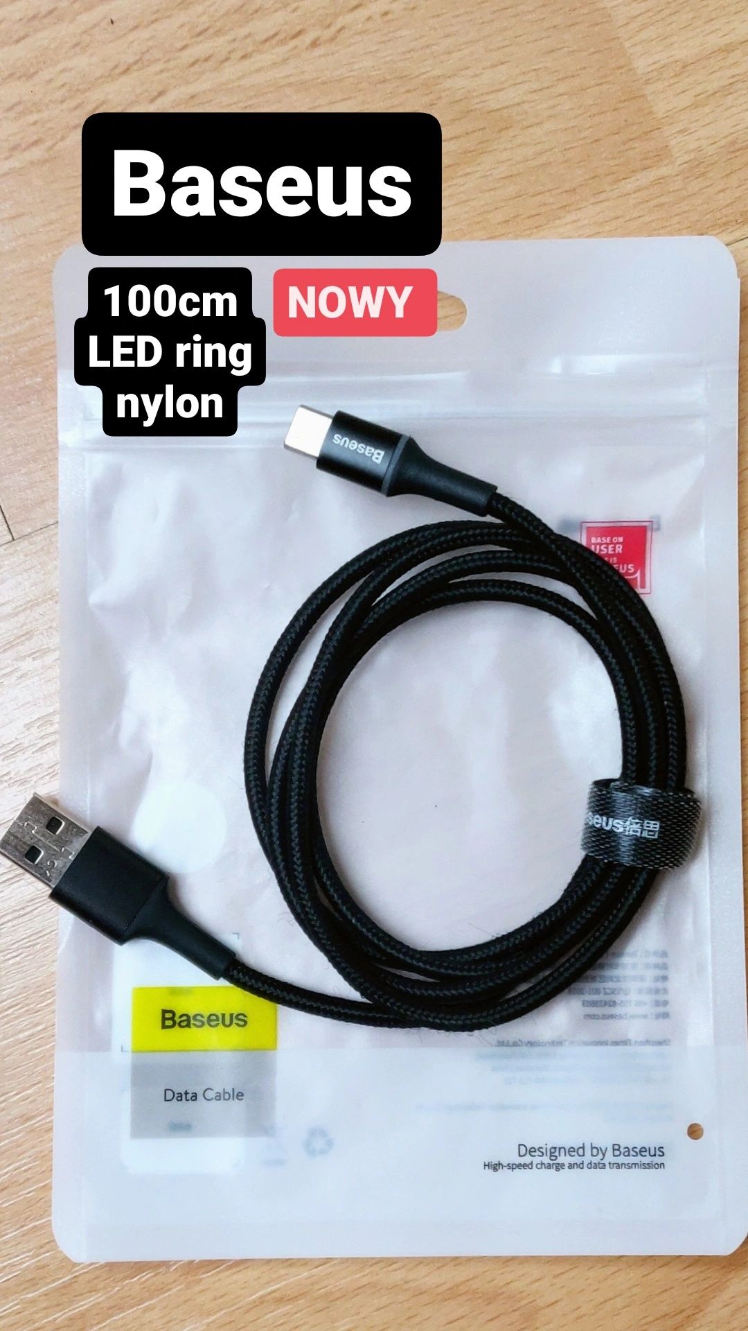 Kabel Baseus USB-C usb c 1m 100cm nylon NOWY