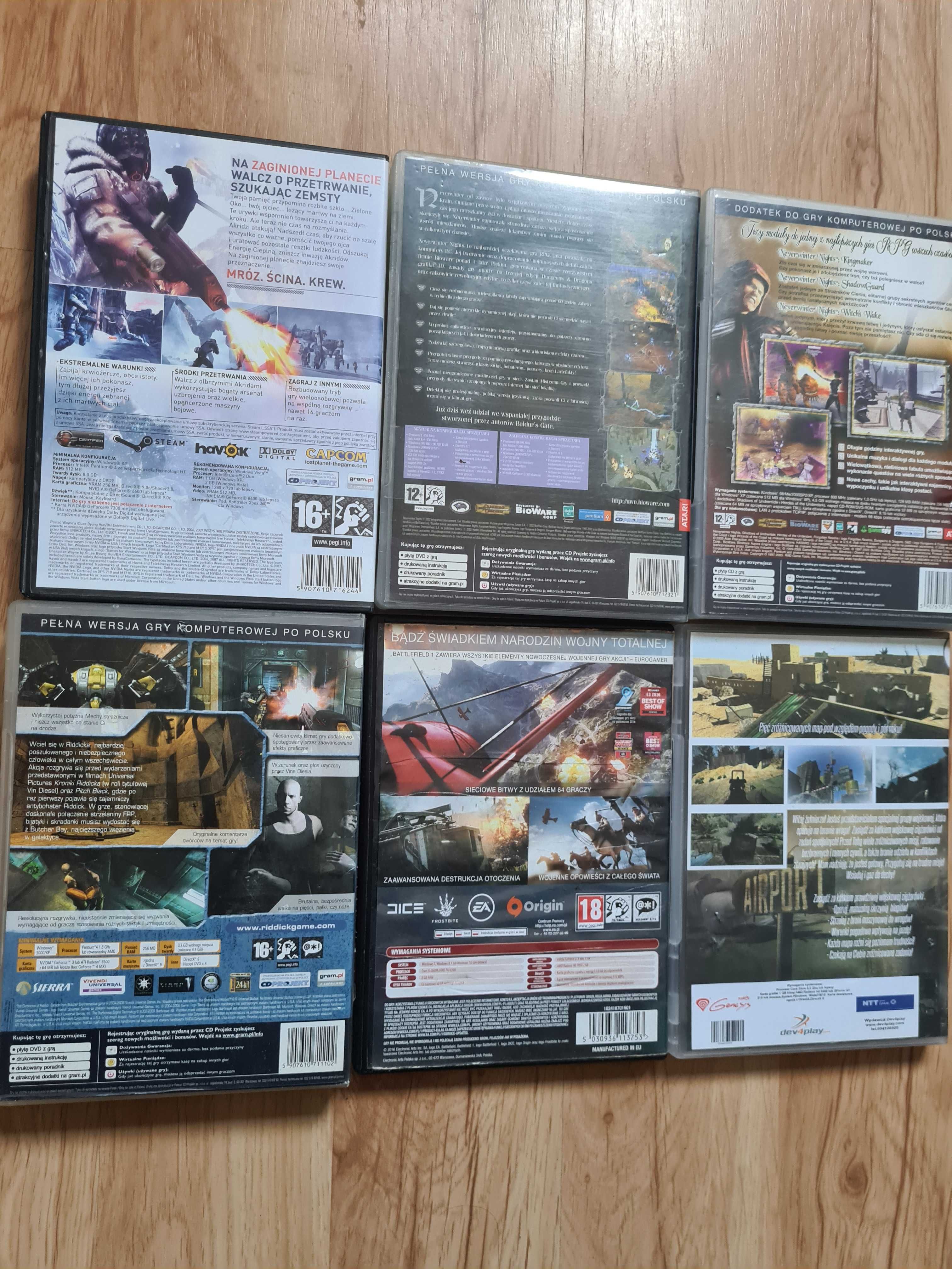 Mega zestaw gry pc battelfield riddick war truck neverwinter