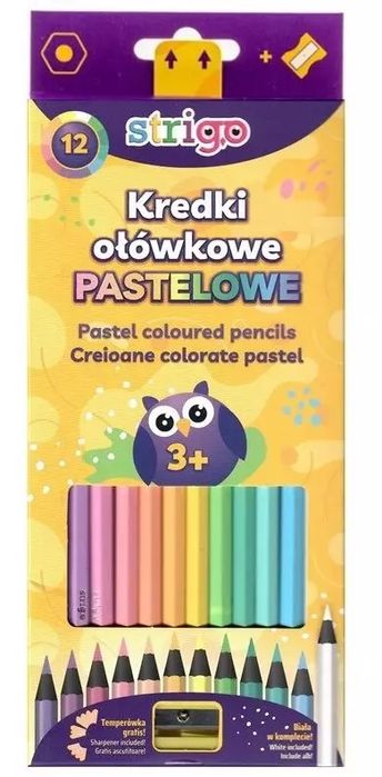 Kredki ołówkowe pastelowe Strigo 12 kolorów. Strigo