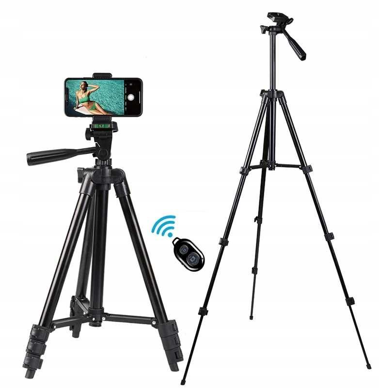 STATYW TRIPOD zawiera PILOT na BLUETOOTH UCHWYT na telefon aparat o