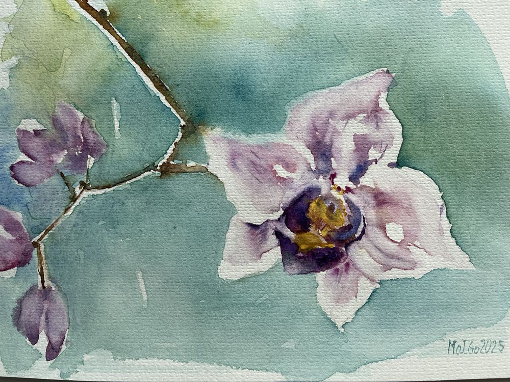 Obrazek akwarela „Różowa orchidea”