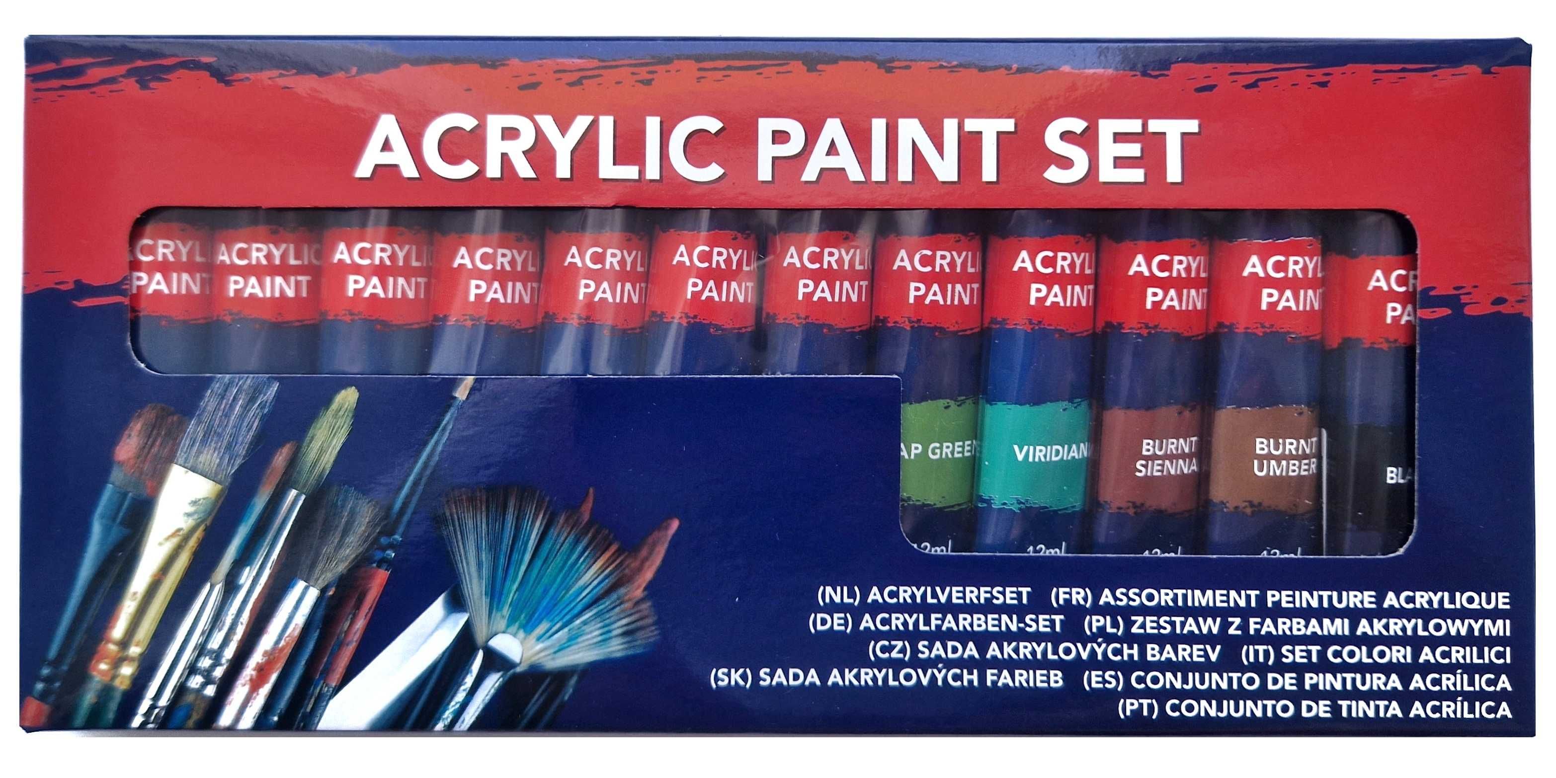 Farby akrylowe w tubkach 12 sztuk 12 ml zestaw farb akrylowych