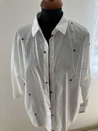 Biała koszula we wzory 100% bawełna M oversize
