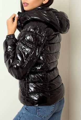 Pikowana lakierowana kurtka DAYTONA czarna  XXL