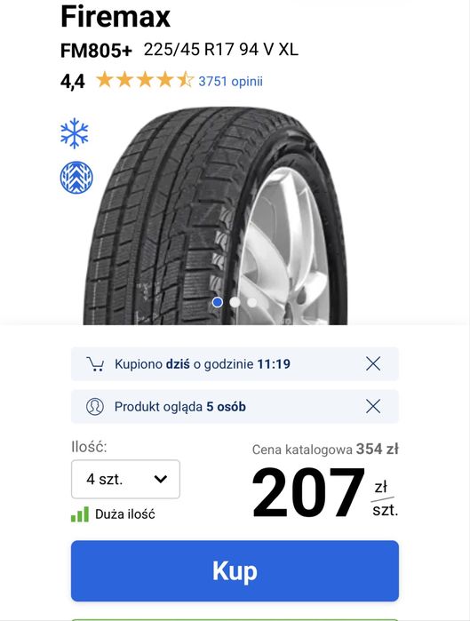 Koła opony alufelgi BMW 5x120 225/45/17 Zimowe dot 2622