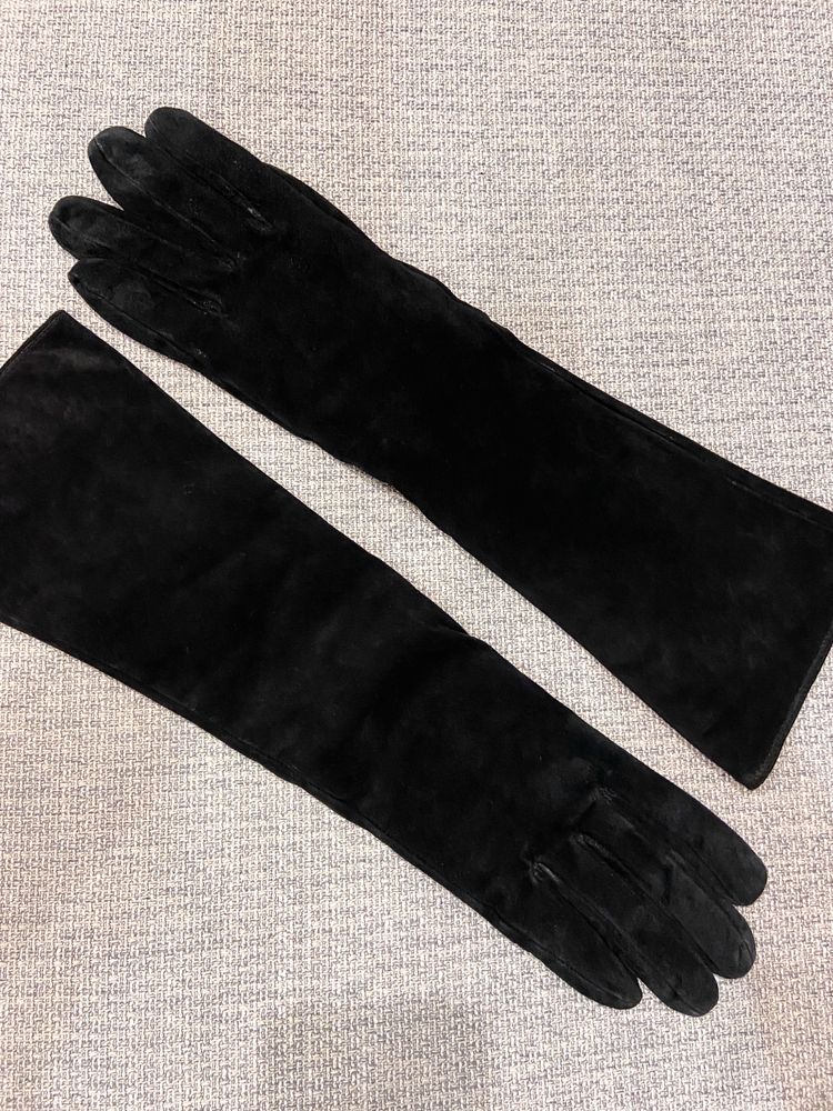 Czarne długie skórzane rękawiczki Only