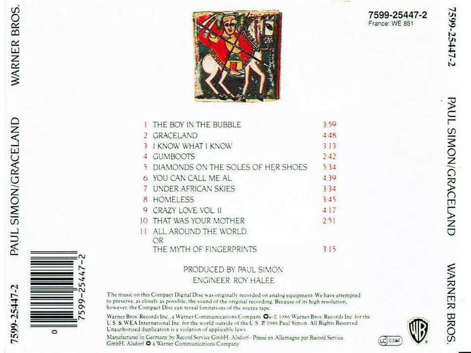 Paul Simon -- Graceland - CD - near MINT
