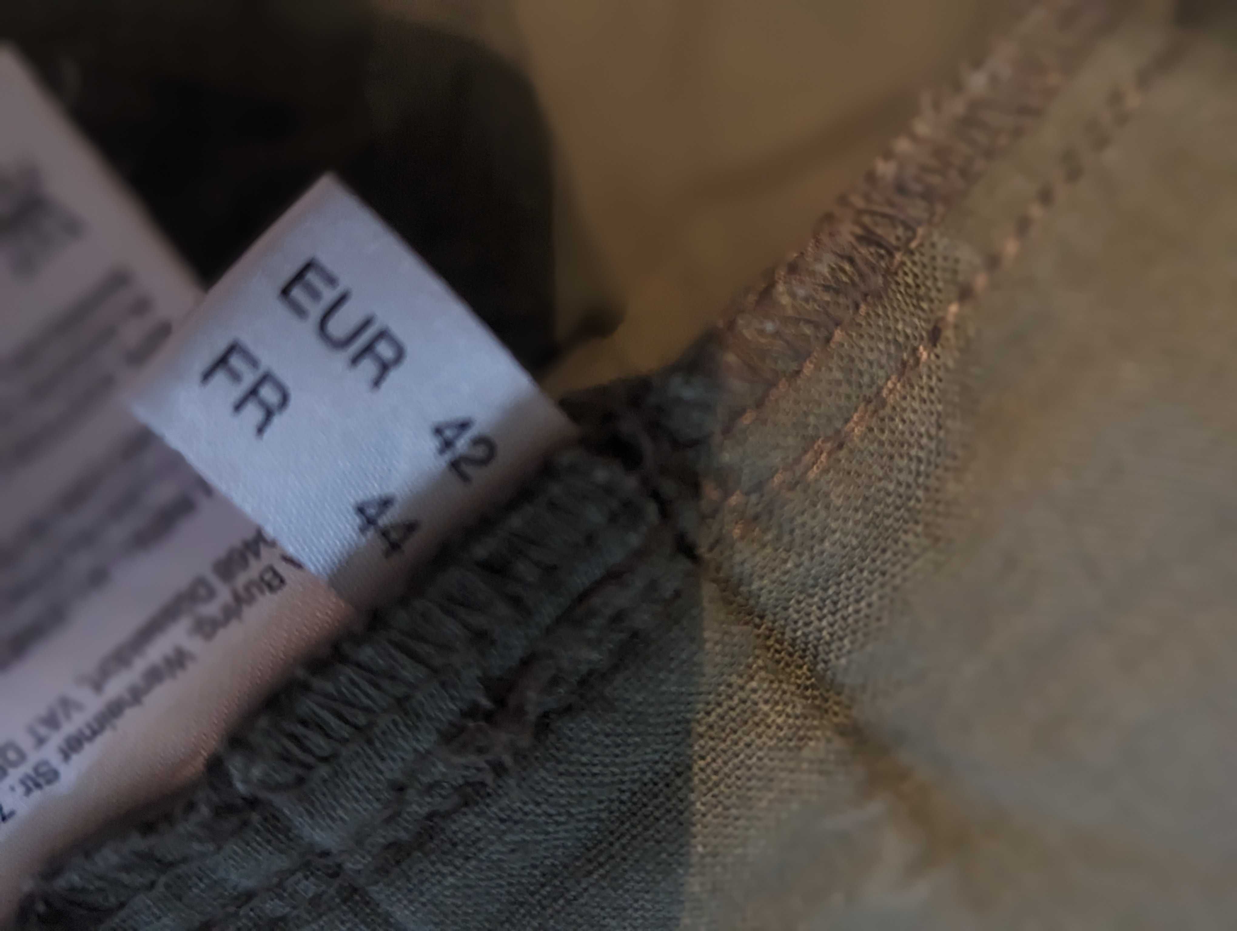 Spódnica khaki len bawełna 42 C&A wiosenna guziki kieszenie